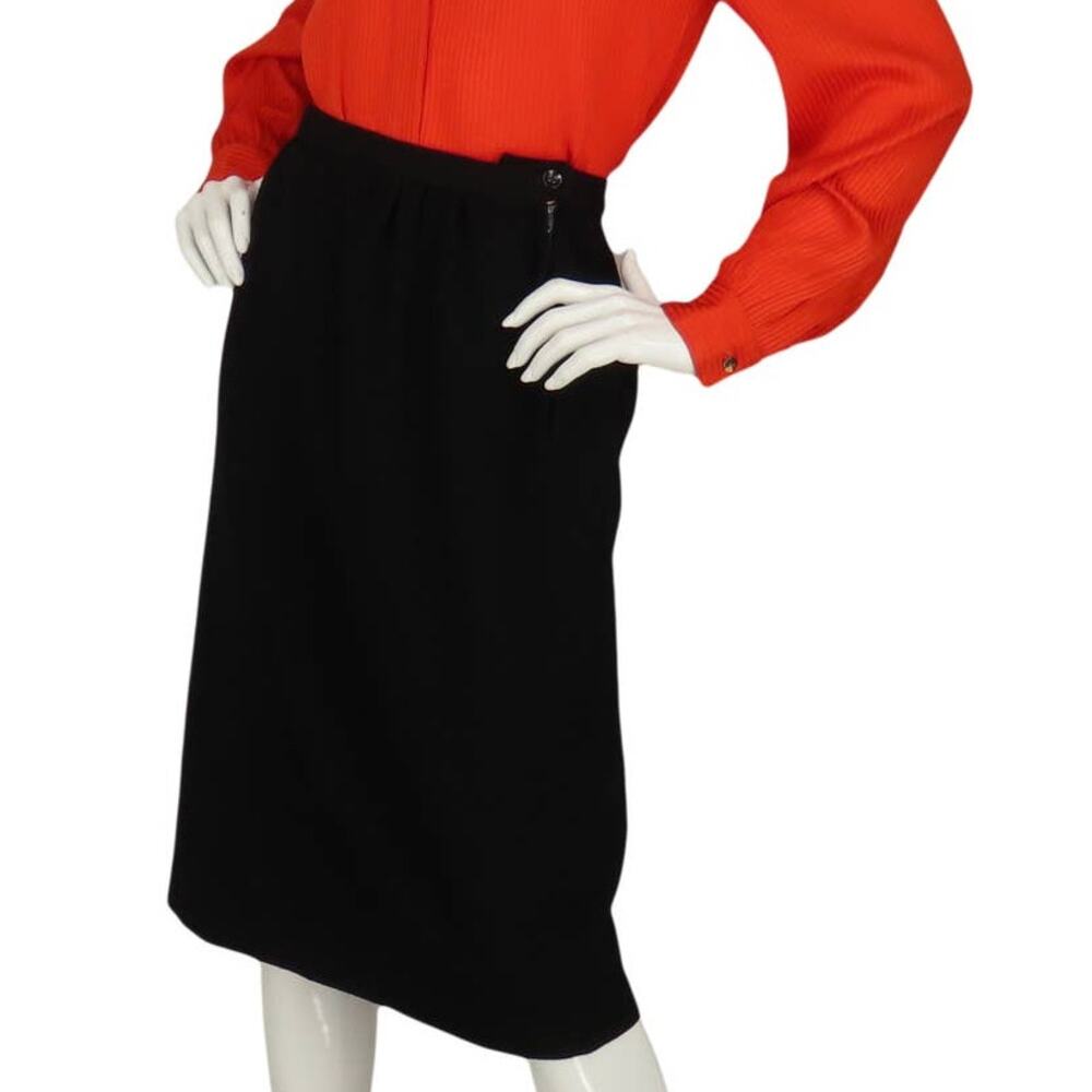 Vintage Harrods 70s Mod Librarian Black Skirt 28